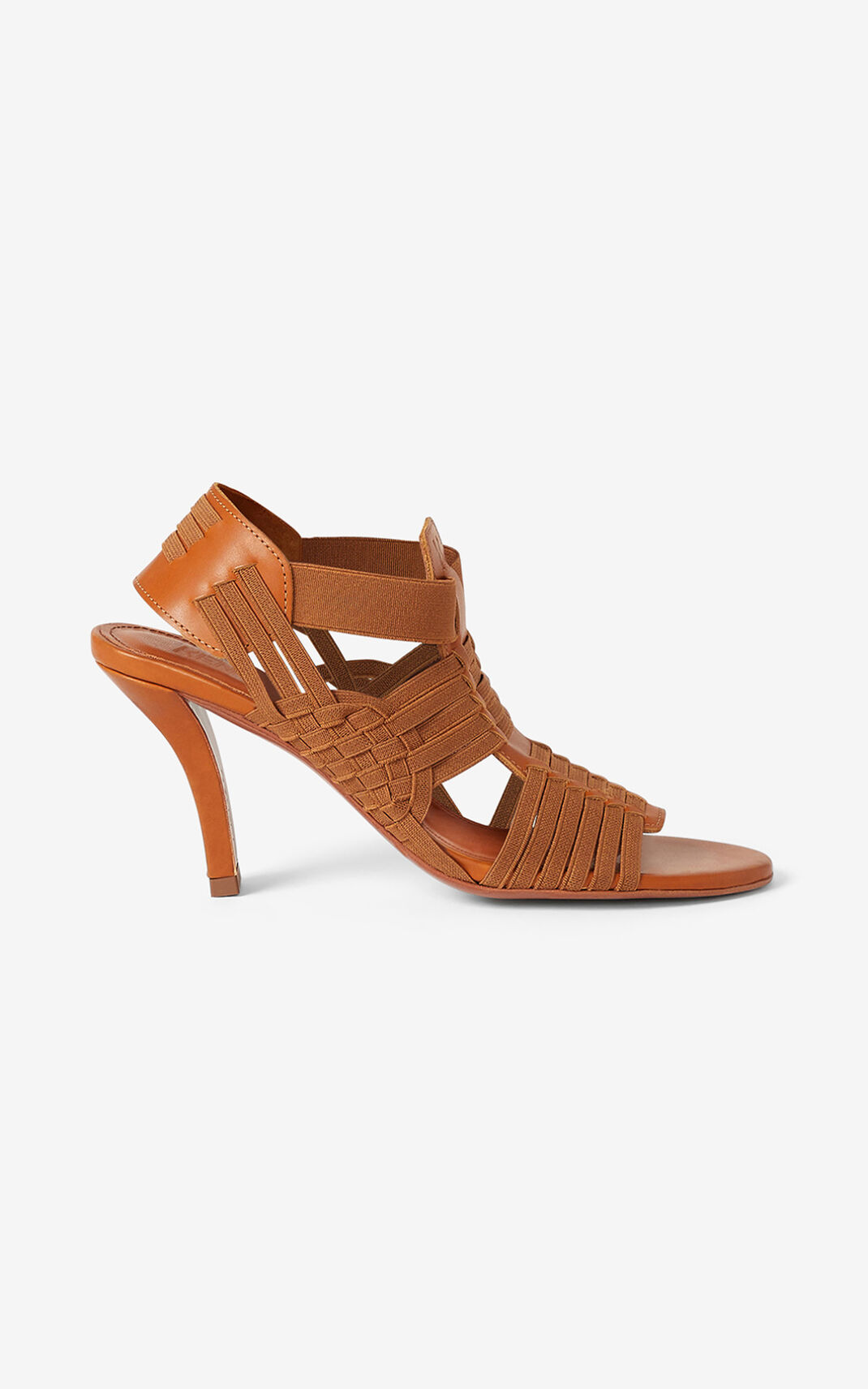 Kenzo Greek heeled Cuero Sandalias Mujer Beige Oscuro | 5421783-RV